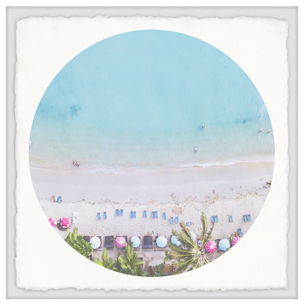 "Circle Pink Beach" Framed Painting Print, 32x32