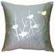 Pillow Decor - Metallic Birds Throw Pillow, Pale Blue