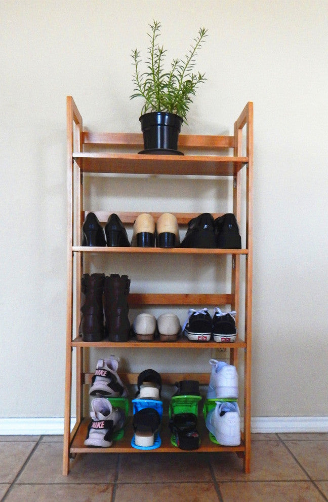 Timber Valley Multi-functional 4 Tier Bamboo Bookcase Shoe Rack Storage Shelves