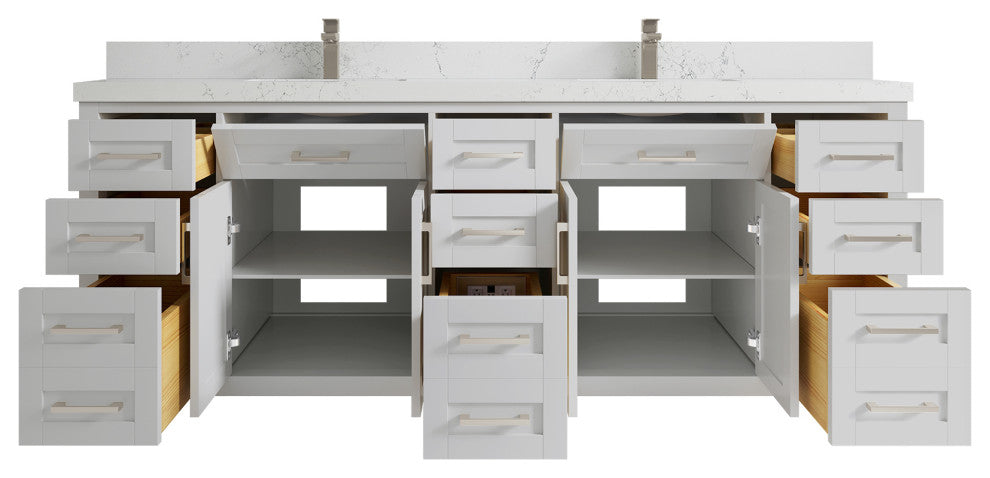Cambridge 84 Double Sink Bath Vanity in Coventry Gray, 2" Empira White Top