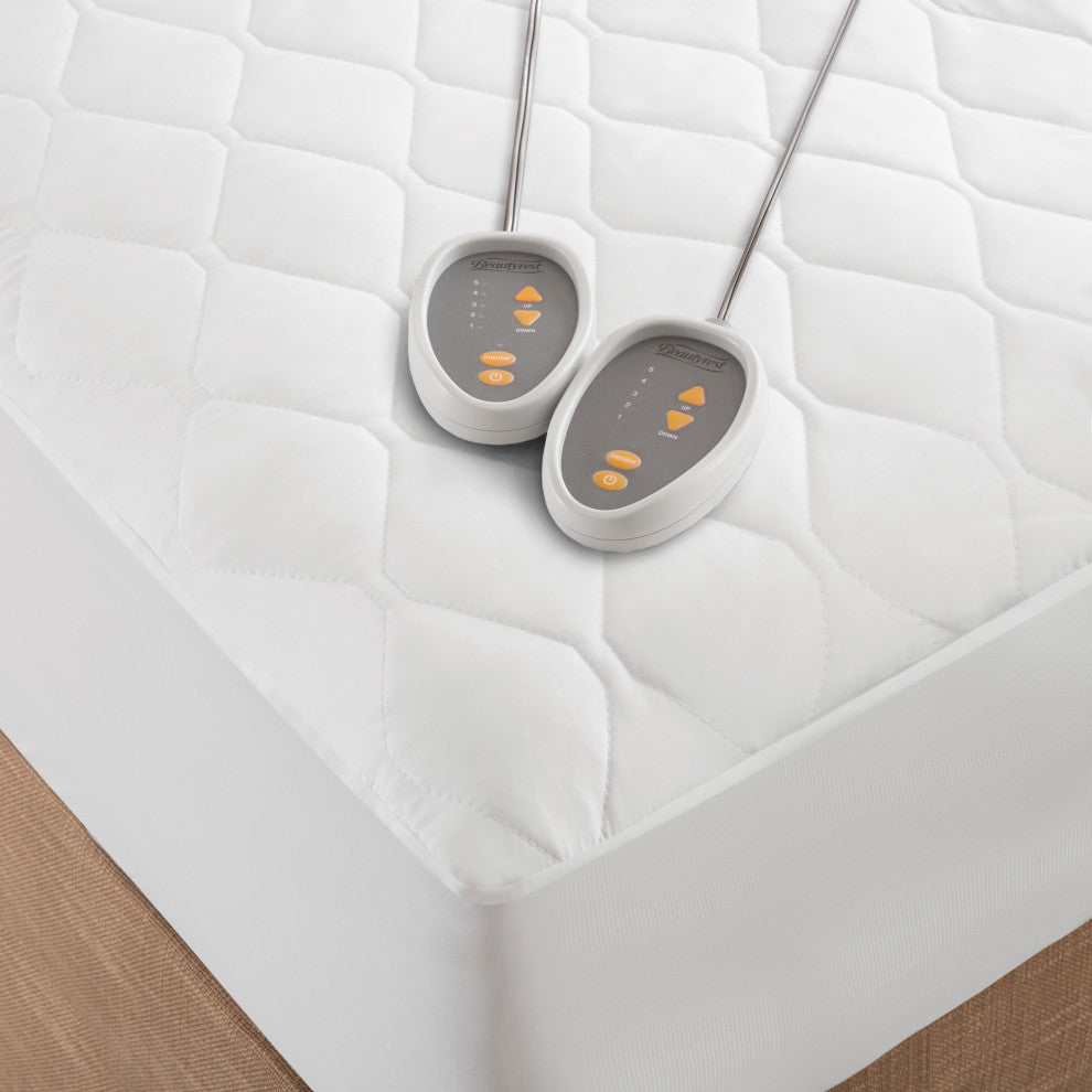 Beautyrest Heated Mattress Pad, White, King