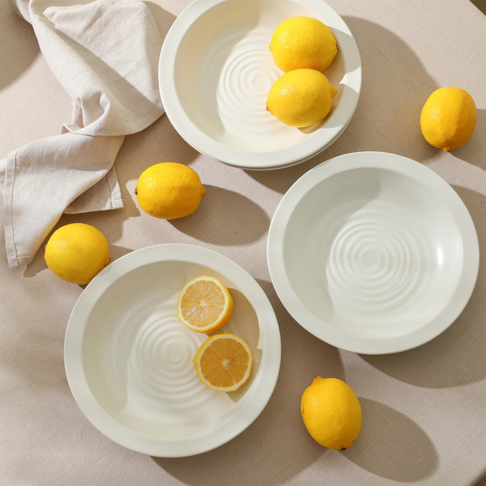 Stone Lain Orbit Stoneware Pasta Bowl Set of 4, White