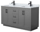 60" Double Bathroom Vanity, Dark Gray, Carrara Countertop, Sinks, Black Trim