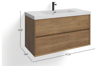 The Daria Bathroom Vanity, White Oak, 42", Single Sink, Wall Mount