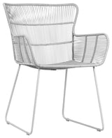 Outdoor White Rope Dining Arm Chair