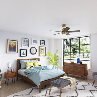 Erling Ceiling Fan, LED Light Kit and Pull Chain, Burnished Brass, 44"