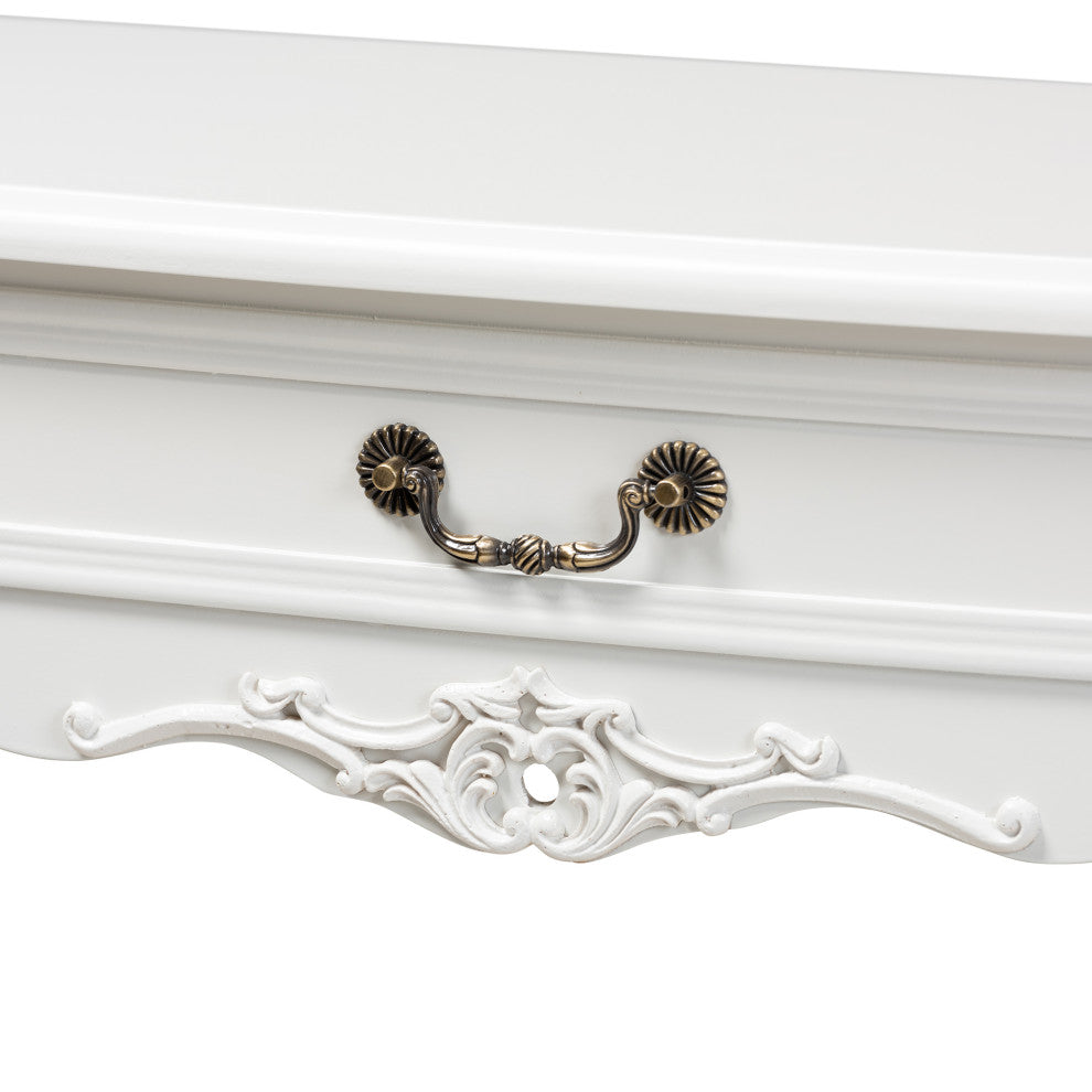 Gabrielle Traditional Provincial White-Finished 1-Drawer Wood Console Table