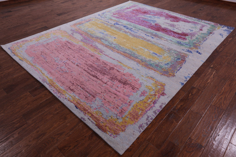 Wool & Silk  Abstract Handmade Rug 7' 11" X 10' 1" - Q14869