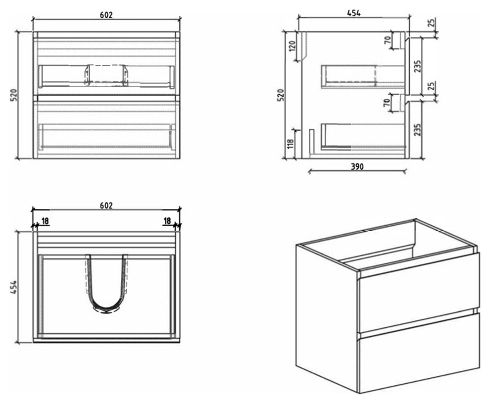 Wood Wall-Mounted Bathroom Vanity Set with Integrated Resin Sink, White, 24"