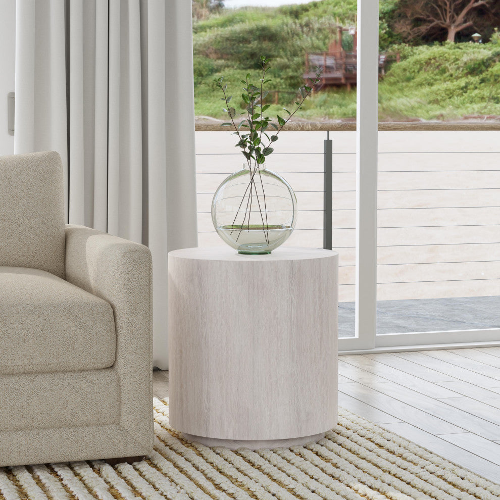 Layne 20" Round End Table by Kosas Home, White Wash