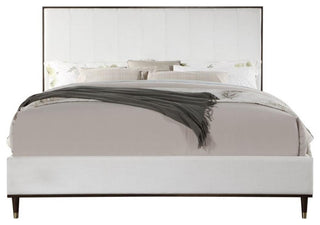 ACME Carena Wooden Bed in Light Gray and White and Brown