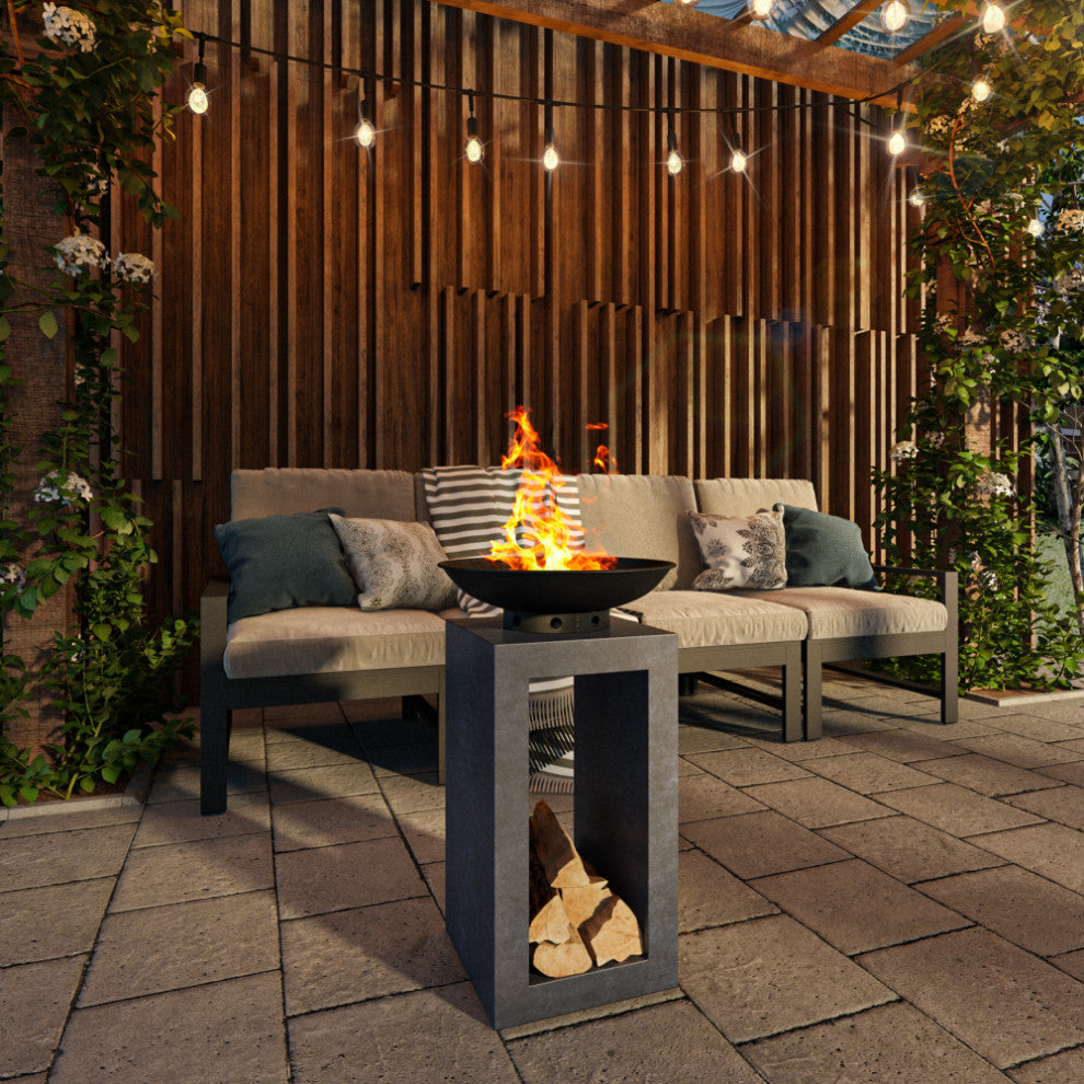 Astella Midas Fire Pedestal, Gray Cement