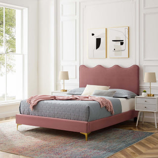 Current Performance Velvet Twin Platform Bed, Dusty Rose