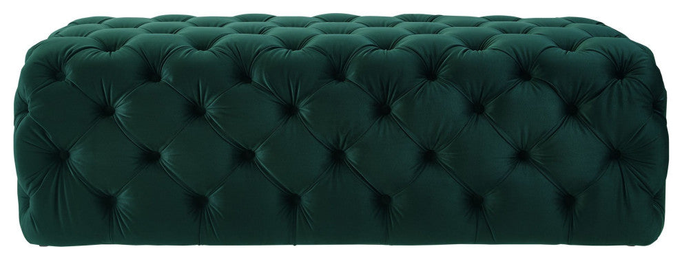Kaylee Green Velvet Ottoman - Green