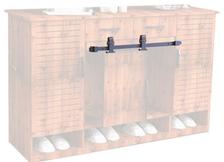 Mini Sliding Barn Door Hardware Kit, Bend T-Shape Design, 90", Double