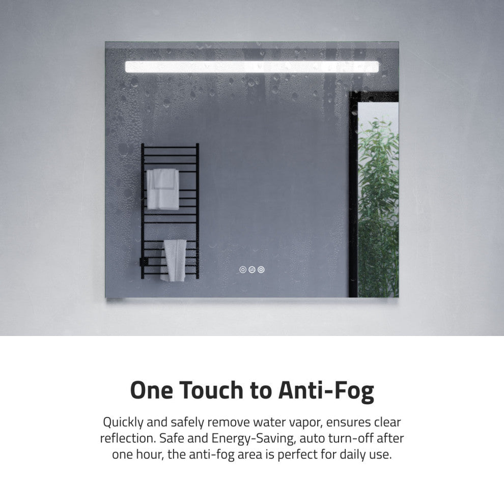 ANZZI 28" x 32" LED Front/Top/Bottom Light Bathroom Mirror With Defogger