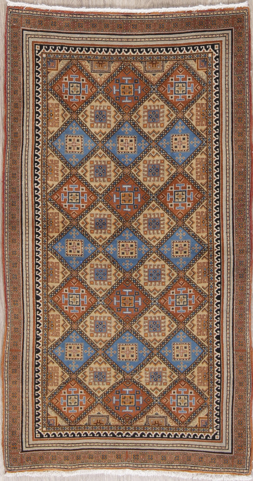 Consigned, Handmade Oriental Vintage Traditional Persian Area Rug, Beige, 3x5