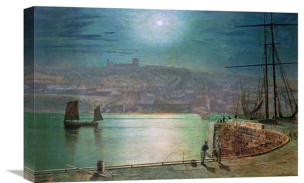 "Whitby Harbour By Moonlight" Canvas Giclee by John Atkinson Grimshaw, 22"x14"