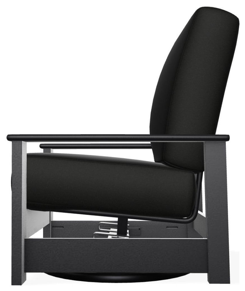 Leeward Deep Seat Outdoor Hidden Swivel Rocker, Black/Black