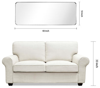 Ultra Stainless Steel Rectangular Wall Mirror, Silver, 18"x48", Brushed
