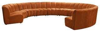 Infinity Channel Tufted Velvet Modular Chair, Cognac, 10 Piece