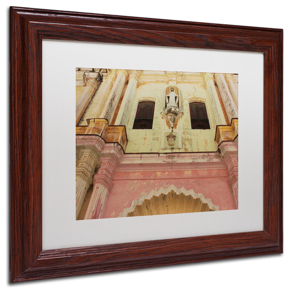 'Church In Havana' Matted Framed Art, Wood Frame, White Matte, 14x11