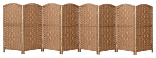 3 ft. Short Diamond Weave Fiber Room Divider Natural 8 Panel