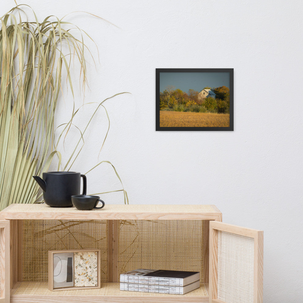 Abandoned Barn In The Trees Framed Photo Paper Wall Art Prints, Black, 11" X 14"