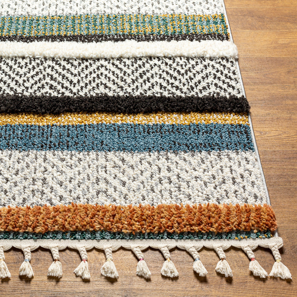 Surya Lofty LOF-2304 Machine Woven Area Rug, Off-White, 6'7" x 9'