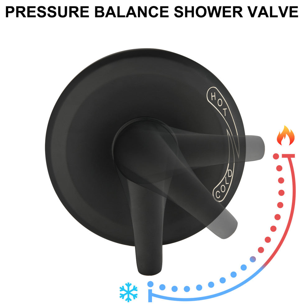 Set of shower heads With handheld and valve, Matte Black