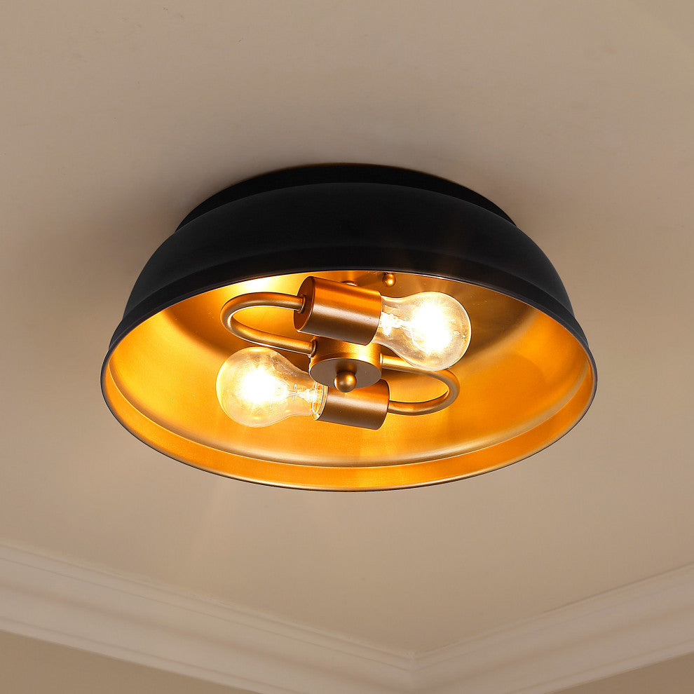 Golden Lighting 7313-FM Rebel 2 Light 14"W Flush Mount Ceiling - Matte Black