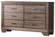Wood Dresser with 6 Drawers, Washed Taupe