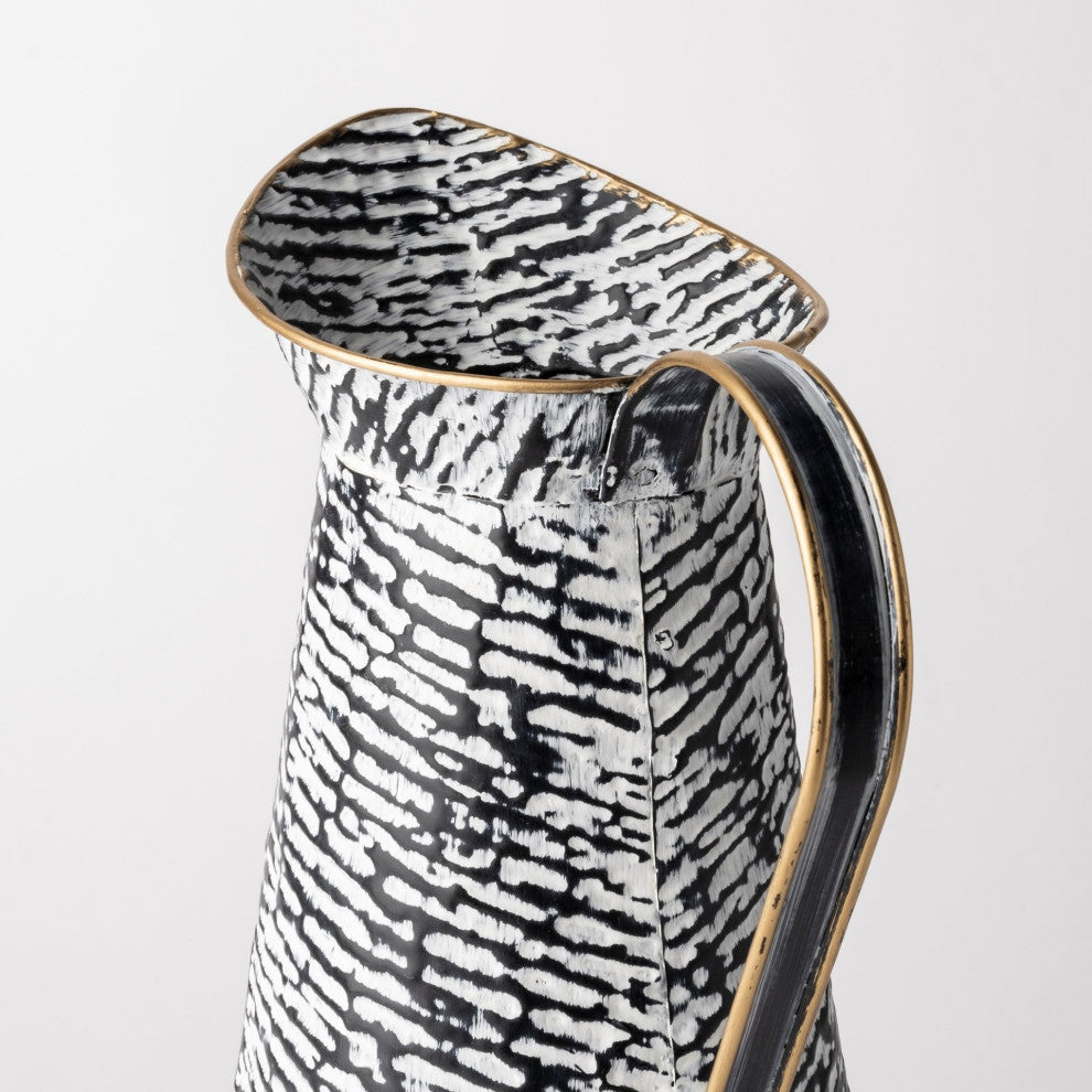 Petite Black and White Textured Jug Vase
