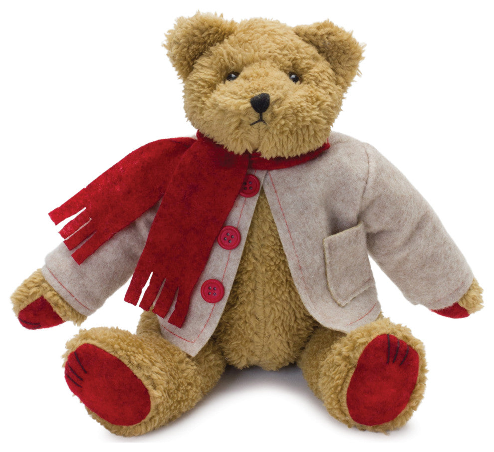 Vintage Teddy Bear With Coat and Scarf 14"H