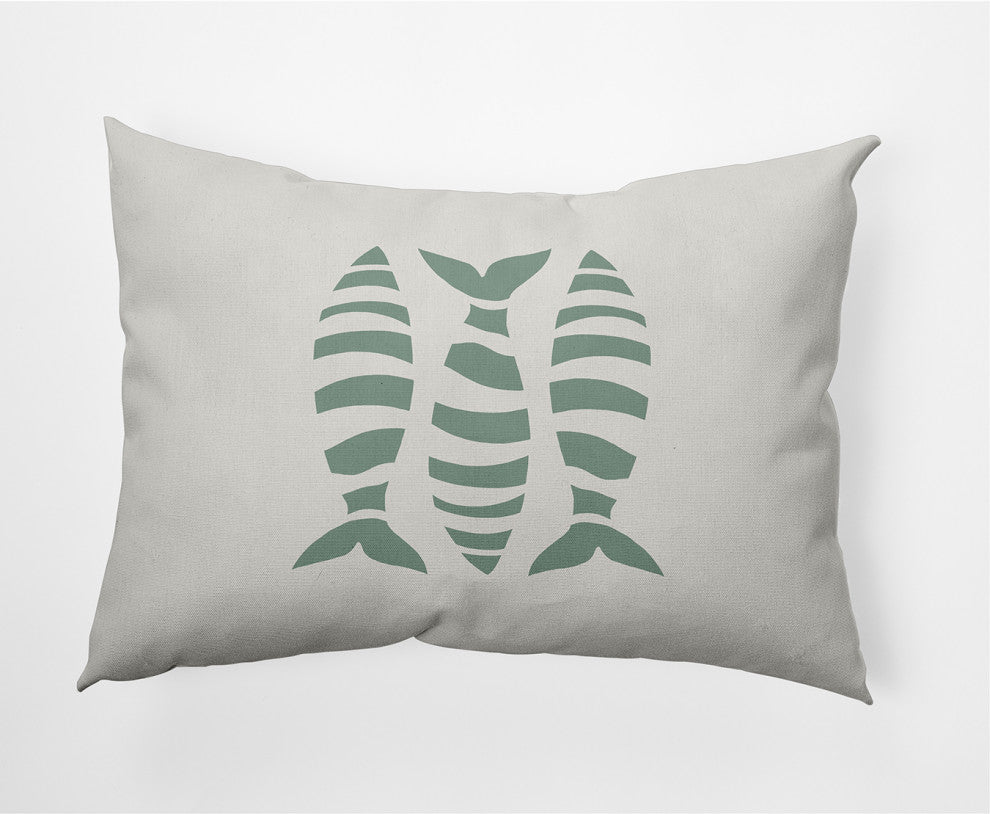 14x20" Puzzle Fish Nautical Decorative Indoor Pillow, Sage