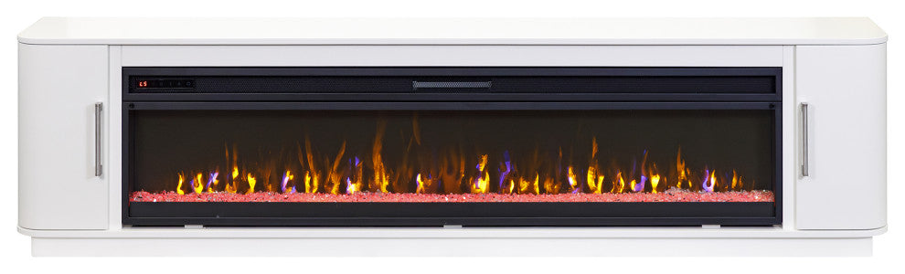 Modern 96" Fireplace Console Entertainment, White
