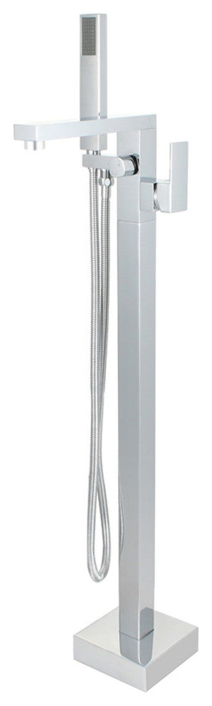 Single-Handle Floor-Mount Freestanding Tub Faucet With Hand Shower, Chrome