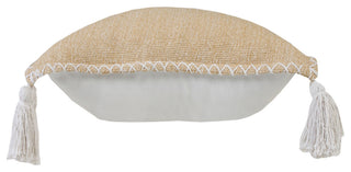 Ox Bay Handwoven Tan/White Solid Organic Cotton Pillow Cover, 20"x20"