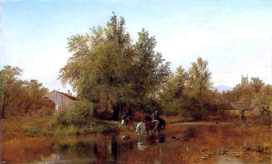 Albert Fitch Bellows Family by the River, Gallery Wrapped Canvas, 18"x27"