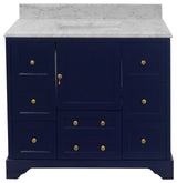 Madison 42" Bathroom Vanity, Royal Blue, Carrara Marble