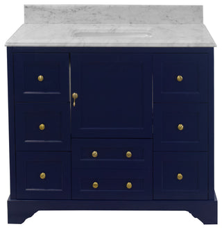 Madison 42" Bathroom Vanity, Royal Blue, Carrara Marble
