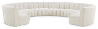 Infinity Black Boucle Fabric Upholstered Arc Shaped Modular Sectional, Cream, 10-Piece, Arc-Shaped