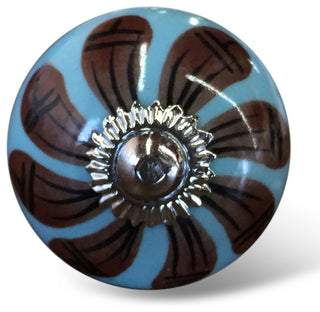 Knob-It Vintage Handpainted Ceramic Knobs, Set of 12, Teal/Brown/Black