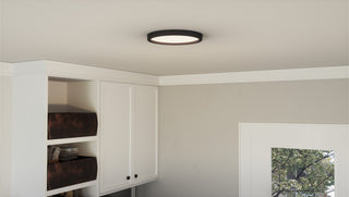 Quoizel OST1711 Outskirts 11"W LED Flush Mount Ceiling Fixture - Earth Black
