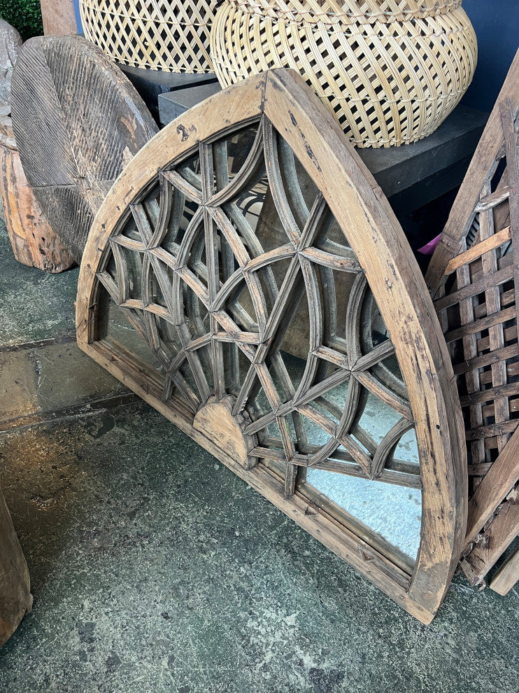 Antique Wood Transom Mirror