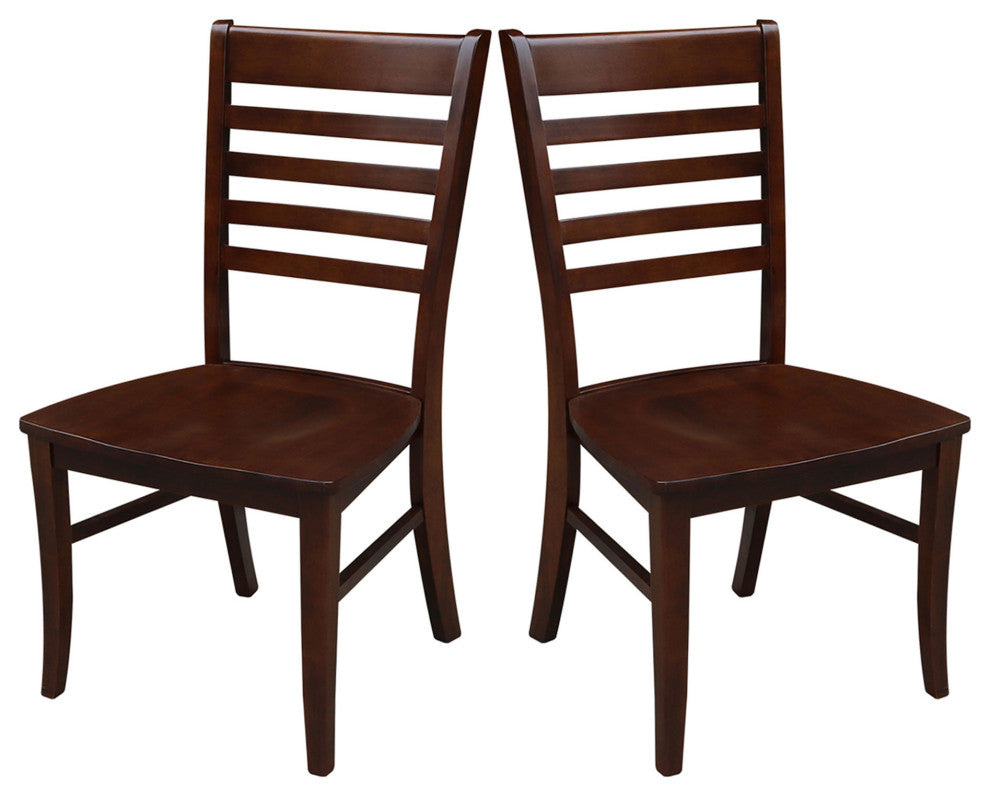 Set of Two Roma Ladderback Chairs, Espresso