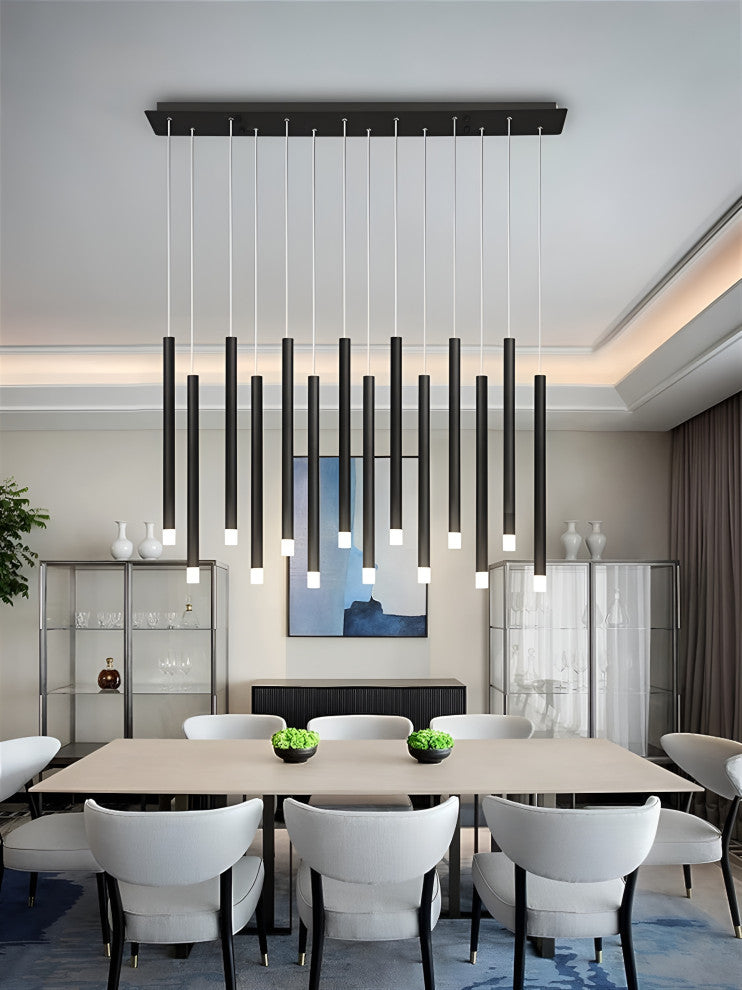 Burgdorf | Black Pendant Lamp in a Nordic Style for Kitchen, 14 Heads Black, Cool Light