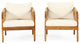 Allerton Outdoor Acacia Wood and Wicker Club Chairs With Cushions, Set of 2