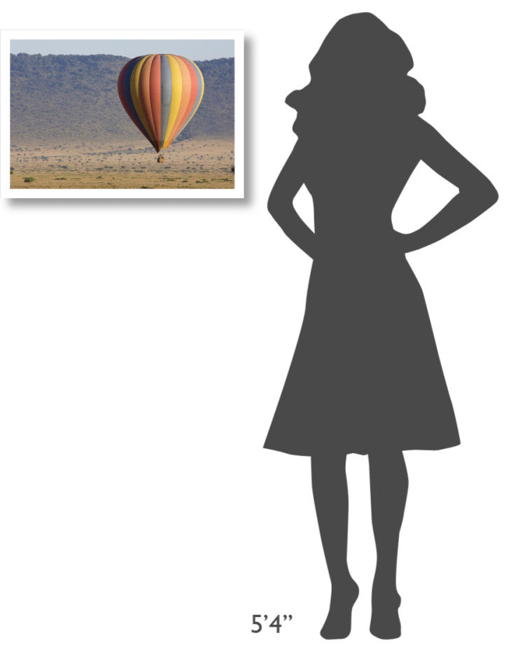 "Hot air balloon over savanna, Masai Mara Triangle, Kenya" Paper Art, 26"x18"