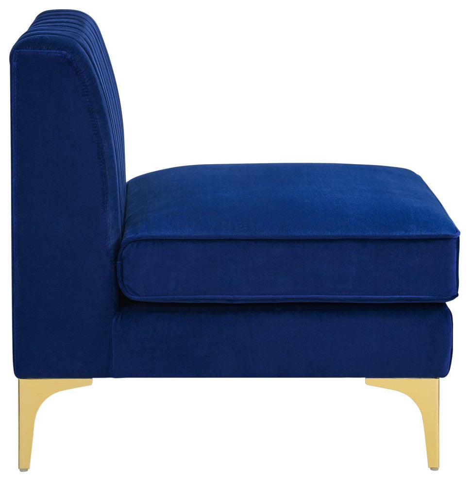 Tufted Sectional Sofa Set, Velvet, Blue Navy, Modern, Living Lounge Hospitality